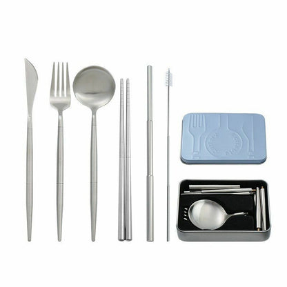 4Pcs/Set Collapsible Tableware Stainless Steel Cutlery Portable Travel Flatware