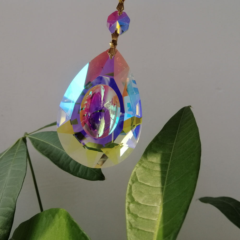 5pcs 76mm Longyan ABcolor Crystal Prisms Pendant Suncatcher Lamp Part Home Decor
