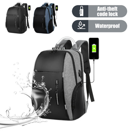 Men Backpack USB Charging Waterproof Laptop Shoulder Bag Travel School Rucksack