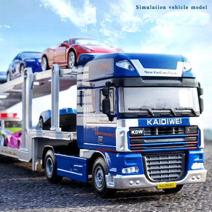 Alloy Double Deck Flatbed Trailer Model Diecast Metal Heavy Semi Trailer Transpo