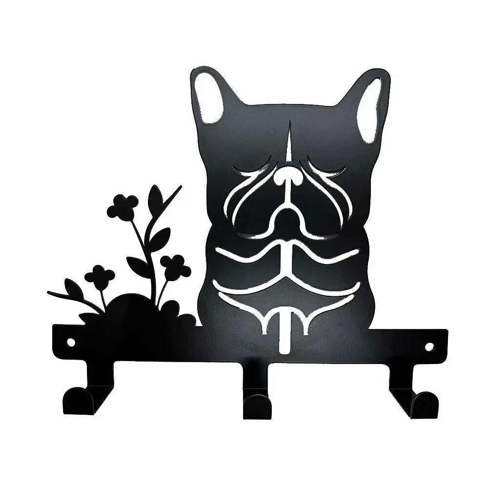 1pc Bulldog Metal Wall Mounted Rack With 3 Hooks, Wall Hanging Hooks