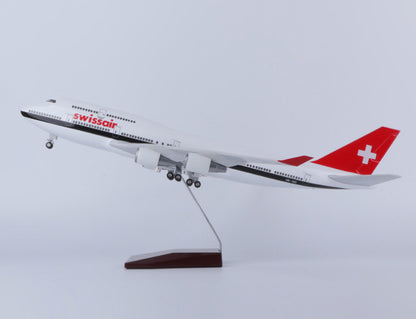 1:150 47CM Swissair BOEING 747-400 Airplane Landing Gear Resin Aircraft Model