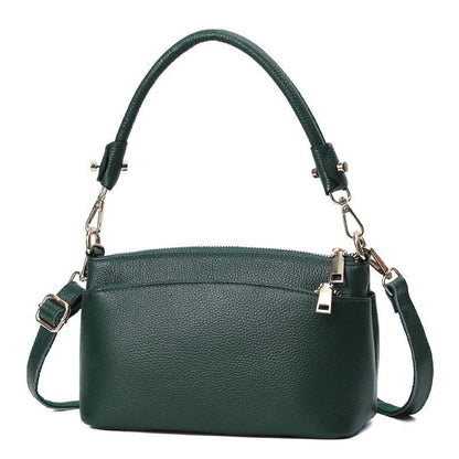 Genuine Leather Bag Women Crossbody Bag Handbag 3 Zippers Cowhide Shell Shape