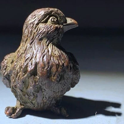 Copper Statue Figure Bird Tea Pet Teapot Lid Stand Home Decoration Rare Chinese