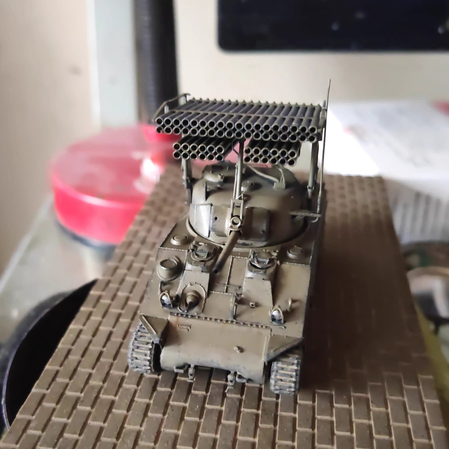 Homemade 1/72 M4 Sherman Organ Tank Finished Model Painted Ornament Toys