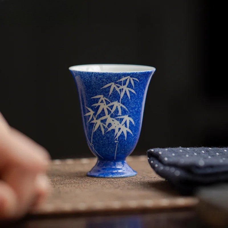 Ceramic Handpainted Bamboo Teacup Retro Tea-tasting Smelling Cup Master Cup