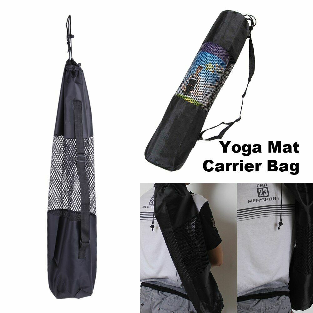 Yoga Mat bag Black Portable Case Nylon Pilates Carrier Mesh Adjustable Washable