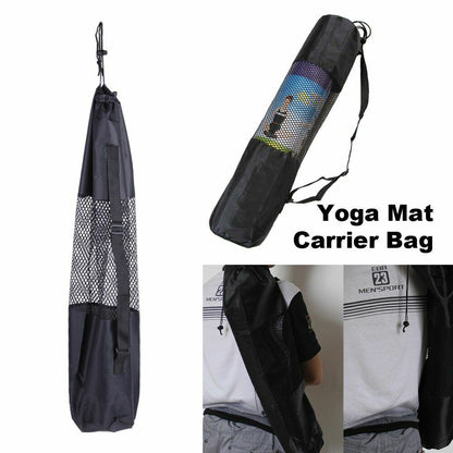 Yoga Mat bag Black Portable Case Nylon Pilates Carrier Mesh Adjustable Washable