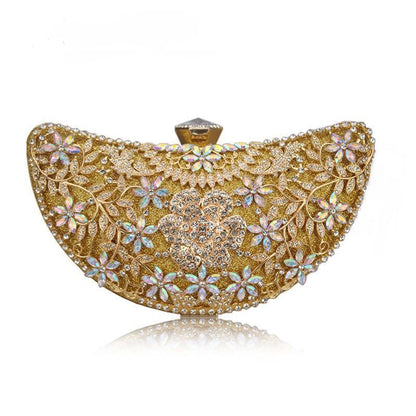 Women Clutch Evening Bag Hollow Out Metal Wedding Sequined Shoulder Bag Purses