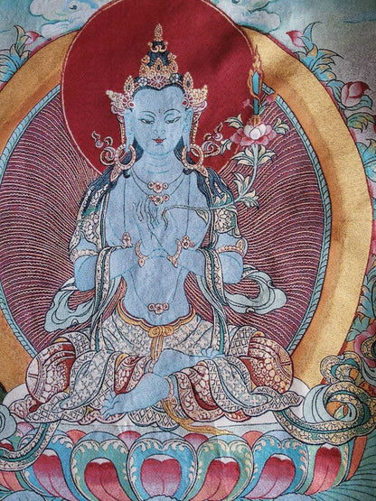 36"Tibet Tibetan Cloth Silk Buddhism Akasagarbha Bodhisattva Tangka ThangkaMural