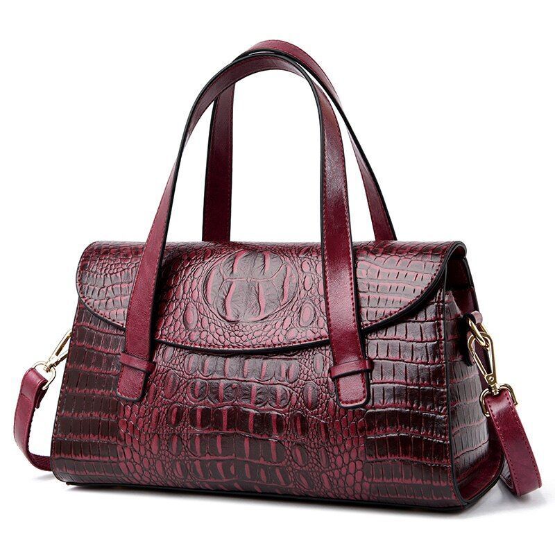 Synthetic Leather Handbag Vintage Tote Shoulder Bag Crossbody Purse 34*12*19 CM