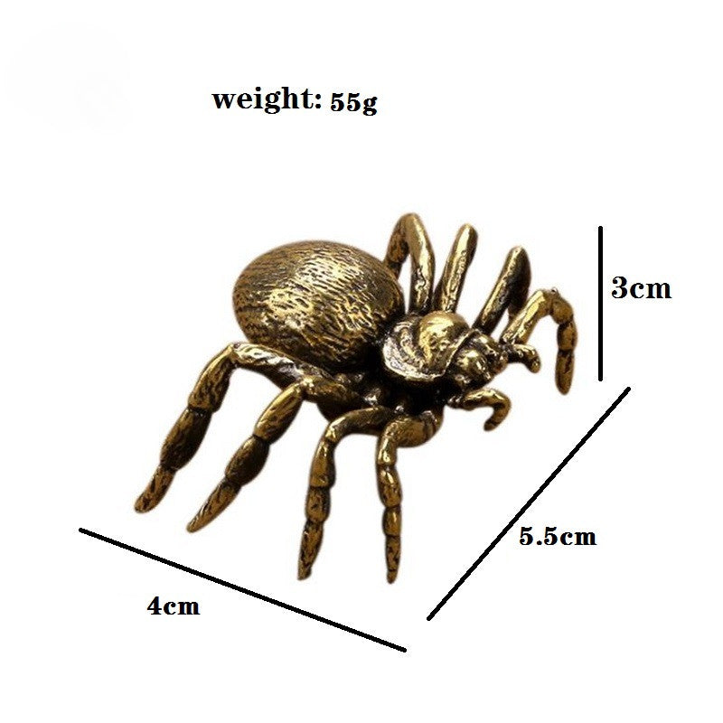 Copper Spider Figurines Miniatures Crafts Simulation Animal Tea Pet Collection