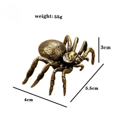 Copper Spider Figurines Miniatures Crafts Simulation Animal Tea Pet Collection