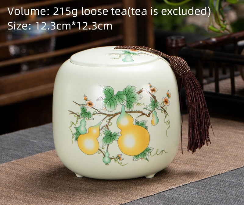 Chinese Canister Porcelain Jug With Lid Sealed For Loose Tea Small Size Ceramic