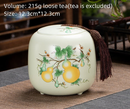 Chinese Canister Porcelain Jug With Lid Sealed For Loose Tea Small Size Ceramic