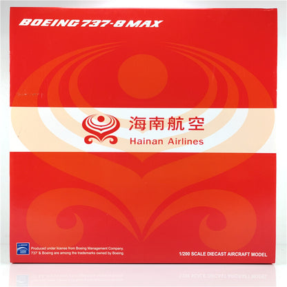 1:200 JC Wings Hainan Airlines BOEING 737 MAX8 Passenger Airplane Diecast Model
