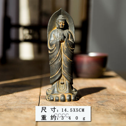 China Iron Rust Cast Praying Shakyamuni Buddha Statue Buddhism Zen Collect