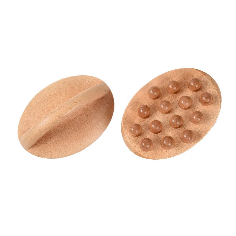 Handheld Gua Sha Massage Brush Natural Wood Waist Leg Body Meridian Scraping