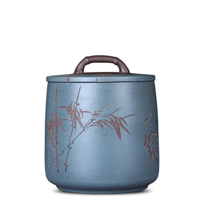 Big Canister With Lid Hand Carved Sealed Jar For Pu'er Tea Cake Yixing Zisha New