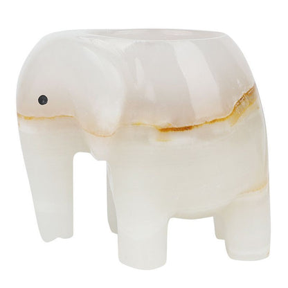 Candle Holder Natural Stone Afghan Jade Elephant Carvings Decorative Candlestick