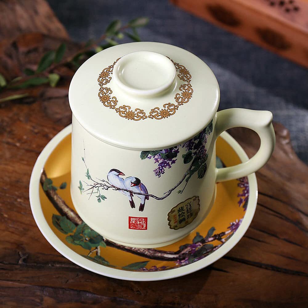 450ml Jingdezhen Teacup Ceramic Filter Tea Cup Home Water Cup Kung Fu Tea Set