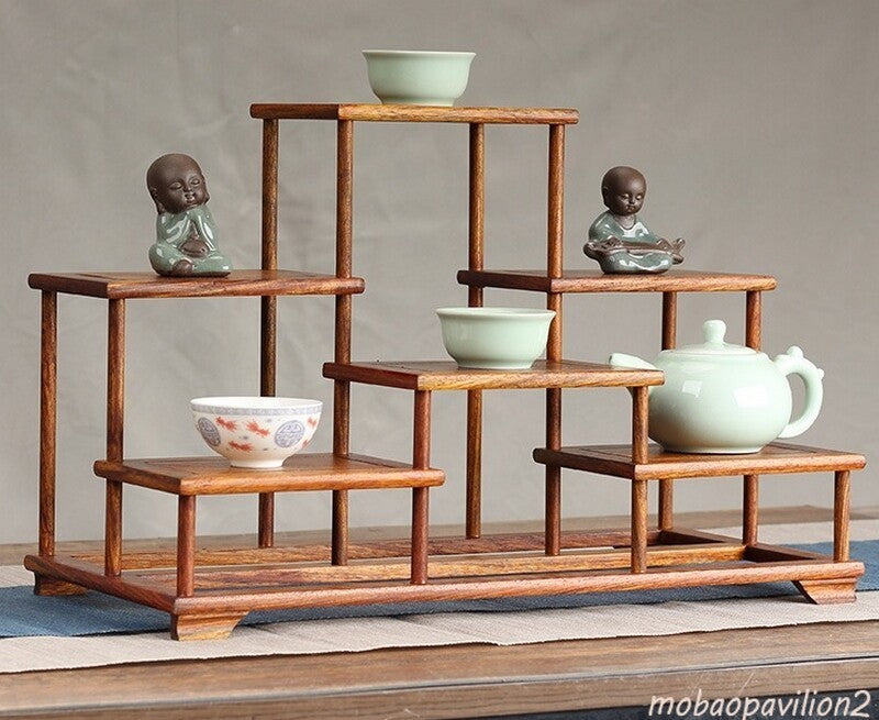 Chinese Hua Li Wood Display Stand Shelf Statue Craft Bonsai Organizer Holder New