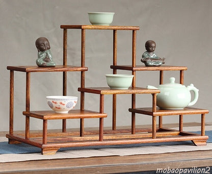Chinese Hua Li Wood Display Stand Shelf Statue Craft Bonsai Organizer Holder New