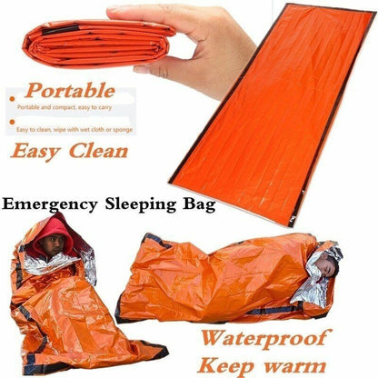 Sleeping Bag Thermal Outdoor Life Bivy Emergency Warm Waterproof Mylar First Aid