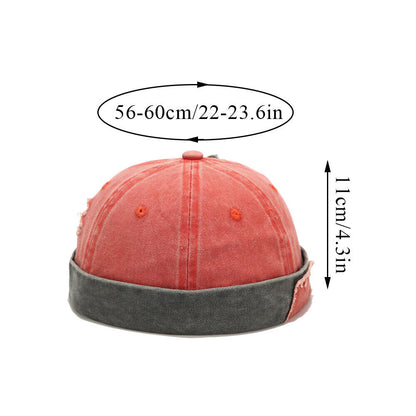 Mens Womens Retro Brimless Beanie Hat Sailor Docker Denim Skull Cap Adjustable
