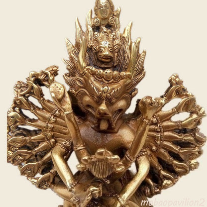 8" New Buddhist Brozne Gilt Buddha Yamantaka Yama Dharmaraja Buddha Statue