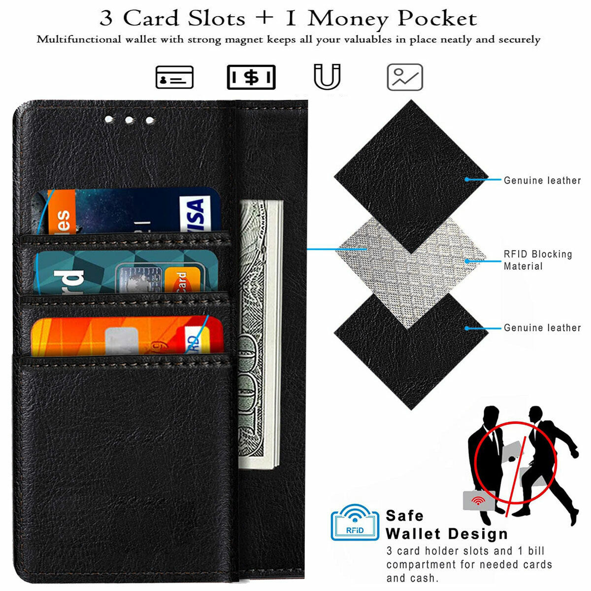 Luxury Leather Flip Stand Wallet Holder Cover Case For Samsung Galaxy S10e Plus+