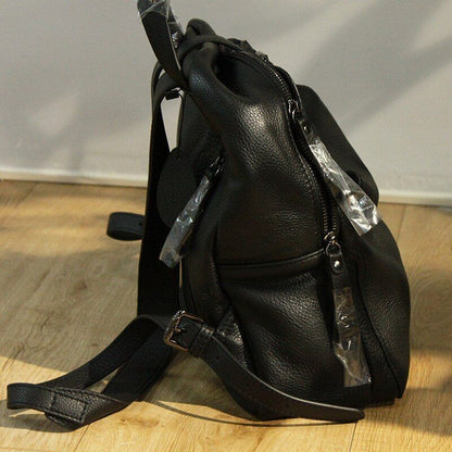 Backpack Women Genuine Leather Travel Shoulder Bags Gray Brown Black School Book
