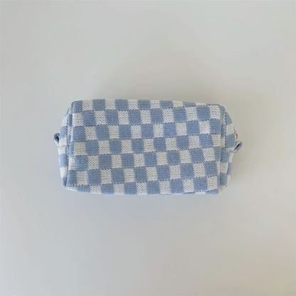 Lattice Cosmetic Bag Knitted Fabric Makeup Organizer Travel Toiletry Beauty Case