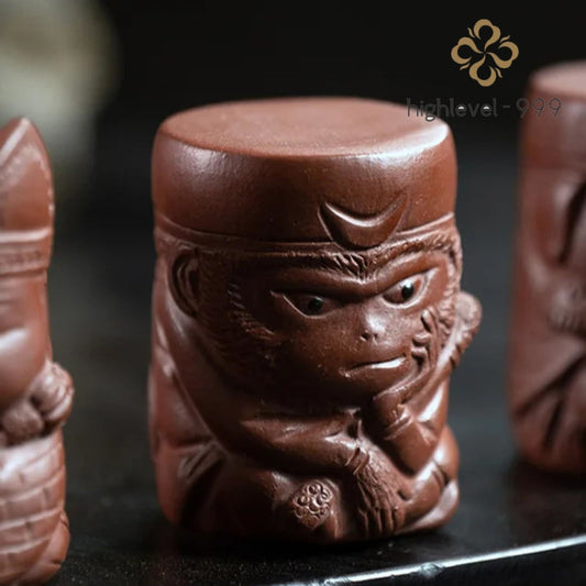 Purple Sands Wukong Monkey Tea Pet Zen Tea Play 6.8cm Tea Statue Craft Accessory