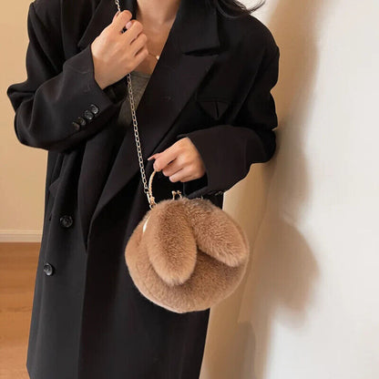 Cross Body Bag Women Chain Single Shoulder Bag Ball Shape Winter