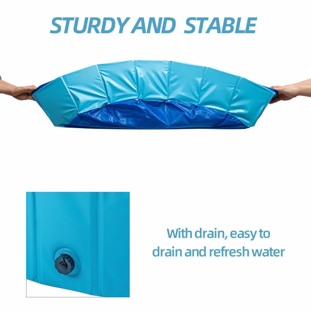 Dog Swimming Pool Foldable Pet Bath Tub Bathtub Collapsible Bathing Cats Kids 1x