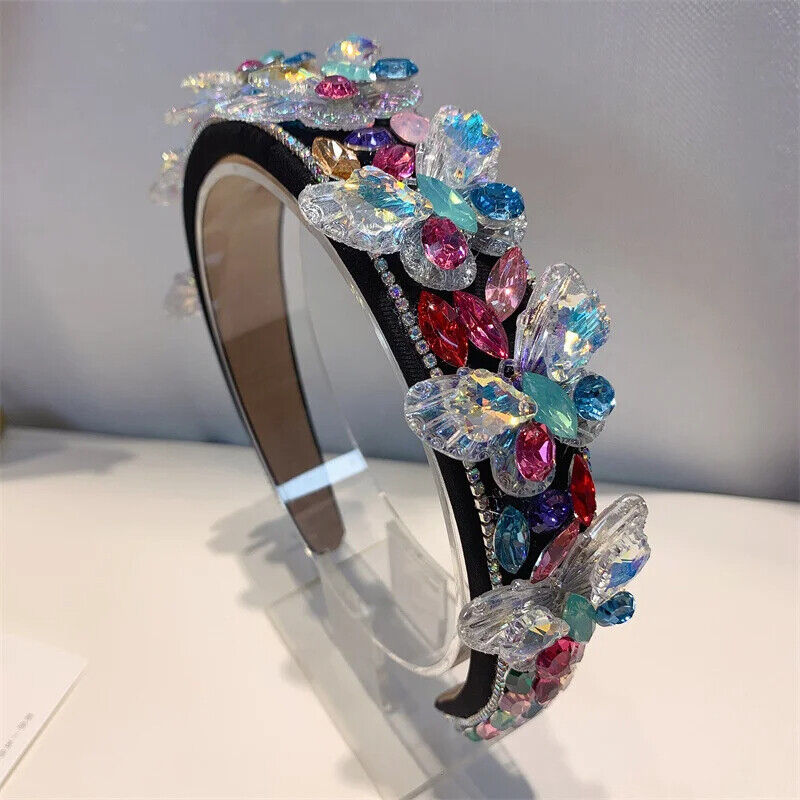 Women Headband Vintage Baroque Flower Big Diamond Luxury Fashion Party Hairbands