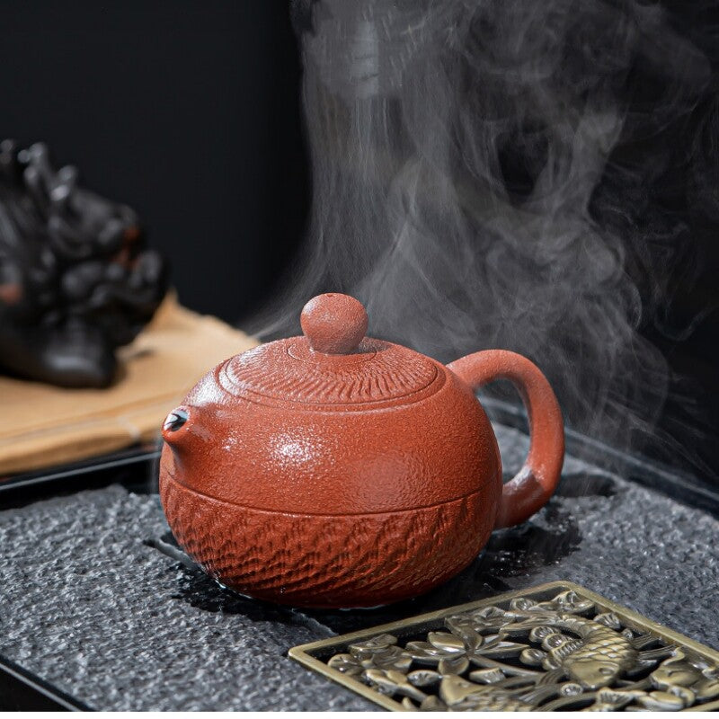 Handmade Tea Pot Real Yixing Zisha Clay Xishi Pot Ball Shaped Infuser Hole 6.8oz