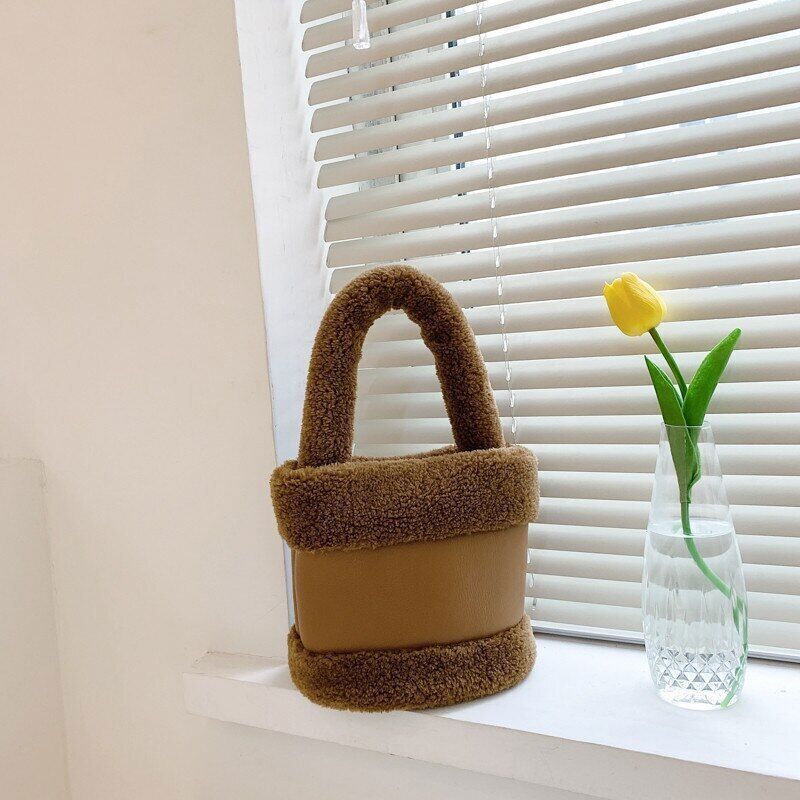 Lamb Wool Women Shoulder Bags Small Handbag Winter Faux Fur Female Hand Bag