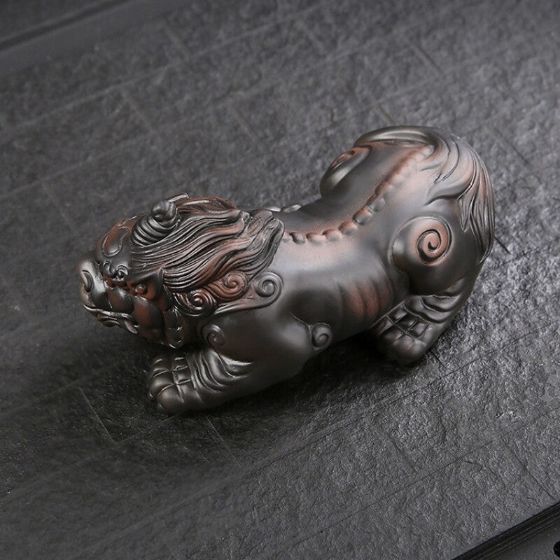 One Pair Yixing Zisha Purple Clay Tea Pet Mascot Chinese Lucky Animal Statue New