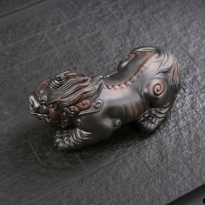 One Pair Yixing Zisha Purple Clay Tea Pet Mascot Chinese Lucky Animal Statue New