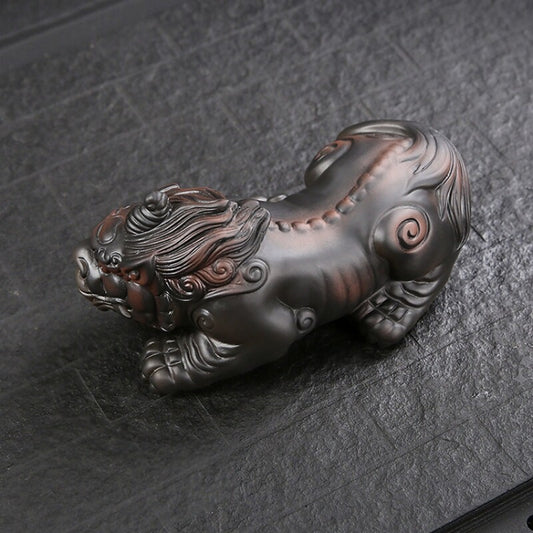 One Pair Yixing Zisha Purple Clay Tea Pet Mascot Chinese Lucky Animal Statue New