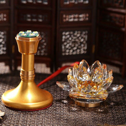 1pair 14cm Buddhism Alloy LED Lotus Lamp Shrine Temple Lights Lucky Home Decor