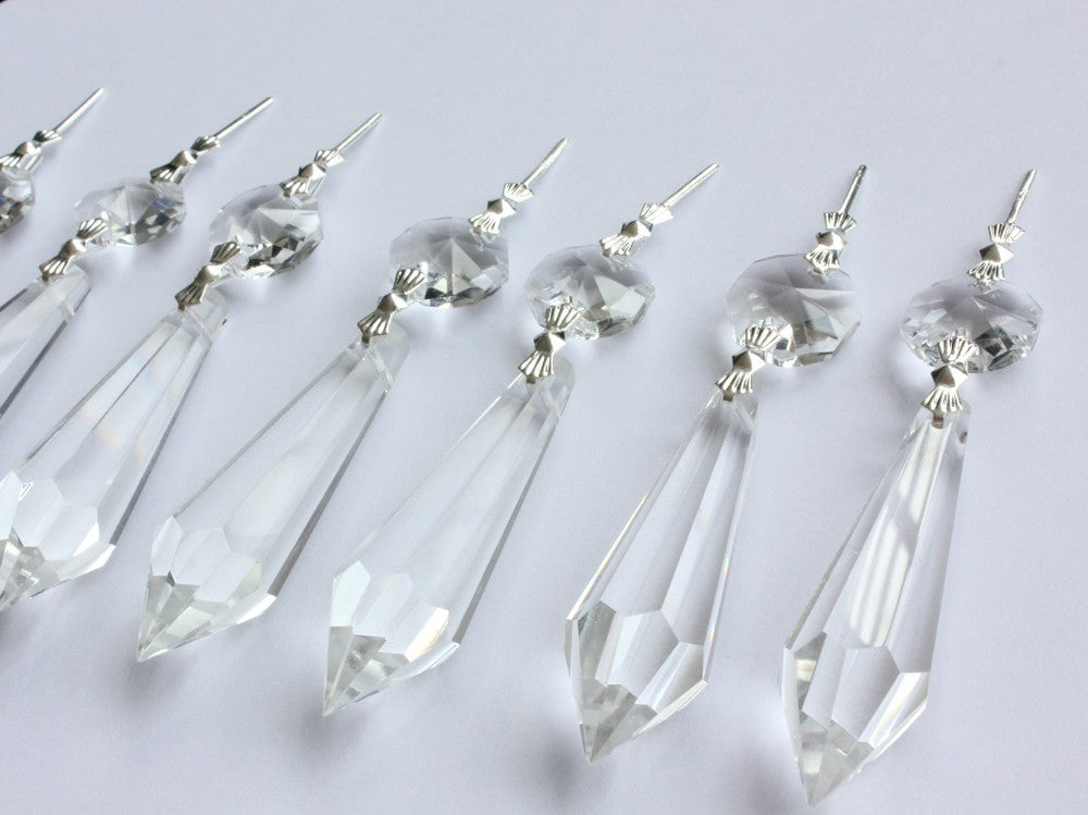 10Pcs 1.5"Clear Glass Prisms Teardrop Hangings Crystal Chandelier Lamp Part