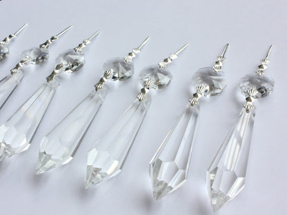 10Pcs 1.5"Clear Glass Prisms Teardrop Hangings Crystal Chandelier Lamp Part