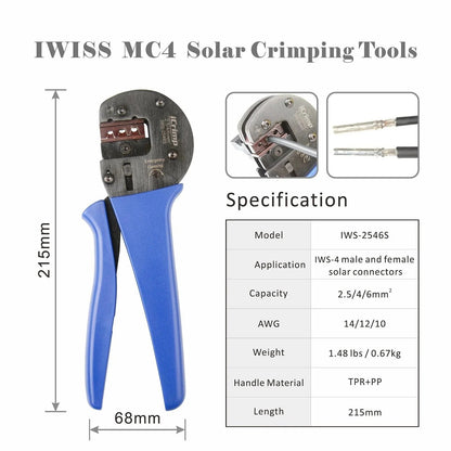 IWS-2546S MC4 Solar Crimping Plier Hand Crimper Crimp Range 2.5/4/6mm2(14-10AWG)