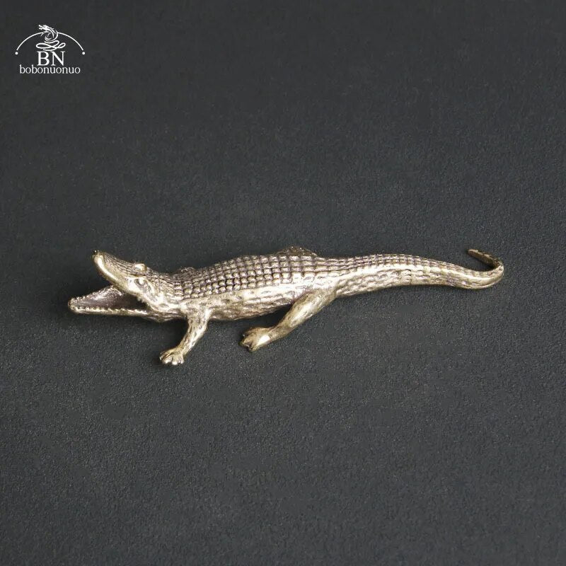 Copper Crocodile Mininature Figurines Mini Home Desk Decorations Brass Incense