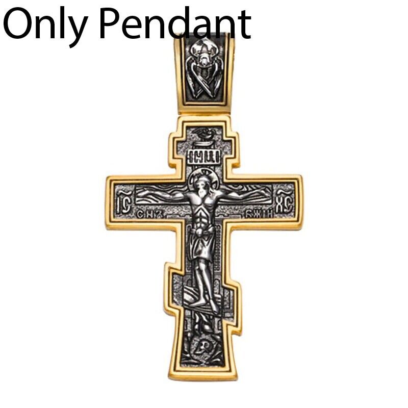 Men Jesus Cross Pendant Chain Necklace Stainless Steel Crucifix Fashion Jewelry