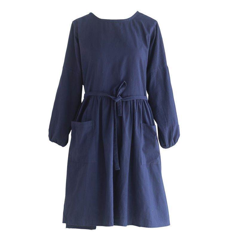 Women Apron Cotton Waterproof Reversible With Long Sleeves Cooking Cleaning Wear