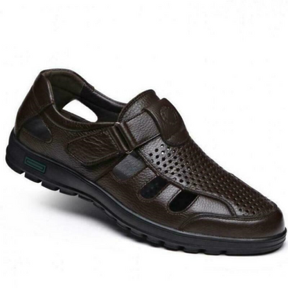 Mens Fisherman Slippers Closed Toe Summer Beach Leather Sport Sandals Shoes size